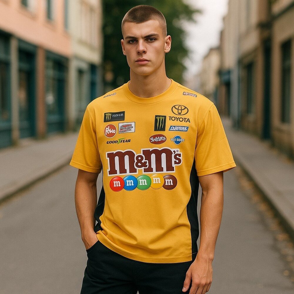 Joe Gibbs Racing M&M Kyle Busch Pit Crew Shirt Mens XL Yellow Top 2019